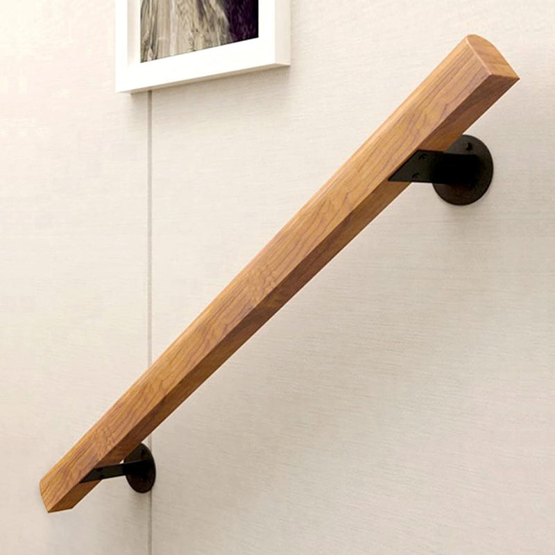 JuneFanwei 4FT Wooden Stair Handrails, Hand Railings for Stairs Indoor Outdoor, Sturdy Safety Wall Mount Support, Non-Slip Staircase Handrail for Home Garden Corridor, Lofts Decking, Kindergarten Guardrail - Image 1